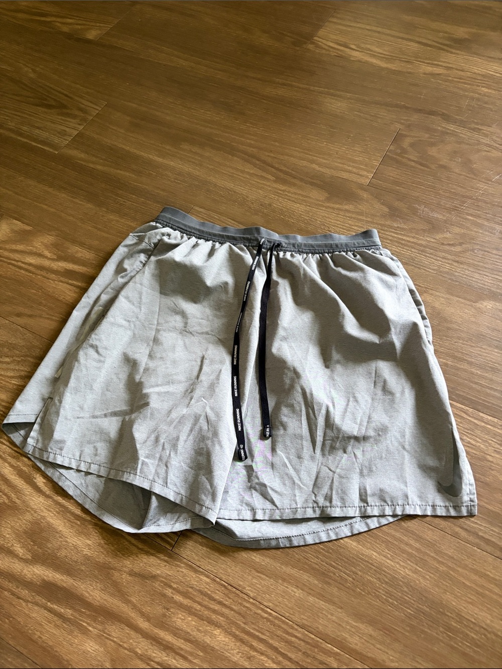 Nike Light Gray Running Shorts with Drawstring